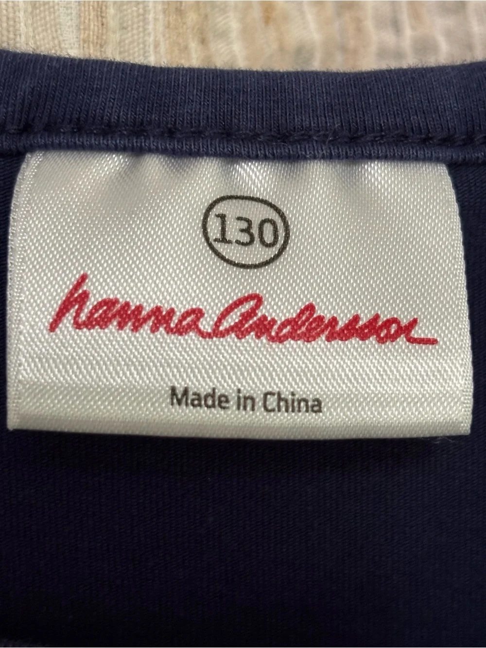 Hanna Andersson 130 Tiered Rainbow Dress Size 8 Navy Bow Short Sleeved